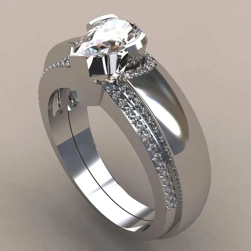 Bague Design Solitaire Fashion Accessoires en acier inoxydable et Zircon