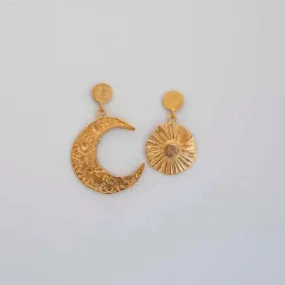 Boucles d'oreilles asymétriques Lune Day and Night