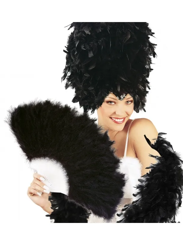 Eventail noir en plumes