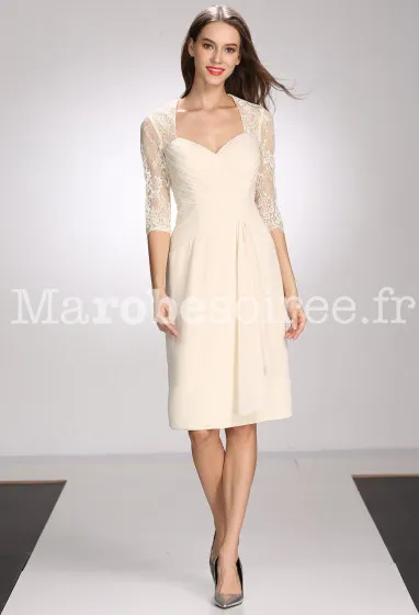 Robe droite à manches bustier cœur réf 1852 en Dentelle, Mousseline