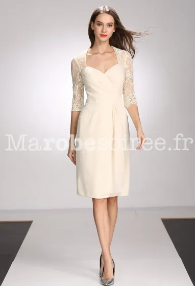 Robe droite à manches bustier cœur réf 1852 en Dentelle, Mousseline