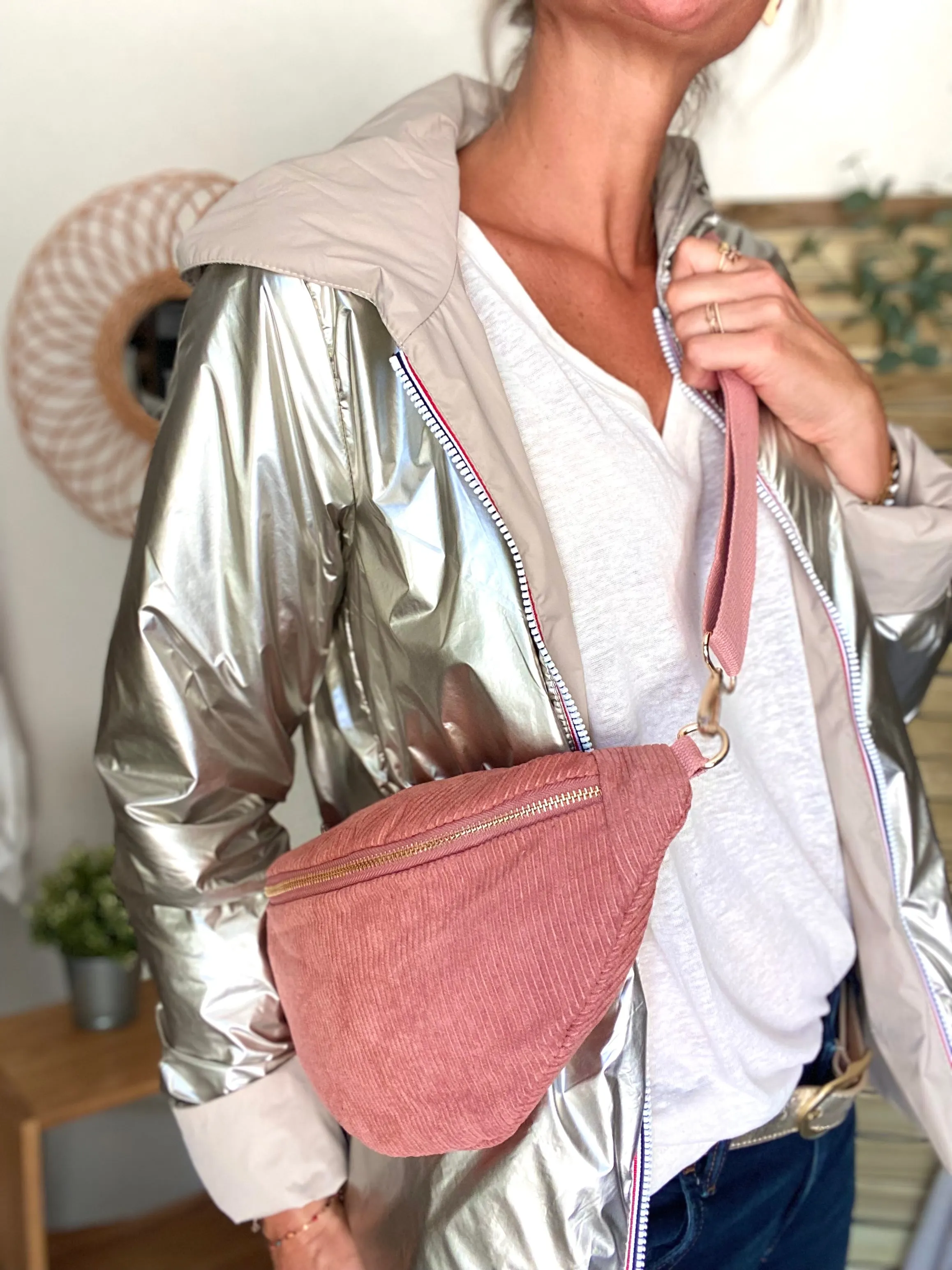 Sac banane XL velours ctelé Ciao Boum - IVY - Rose (20 coloris)