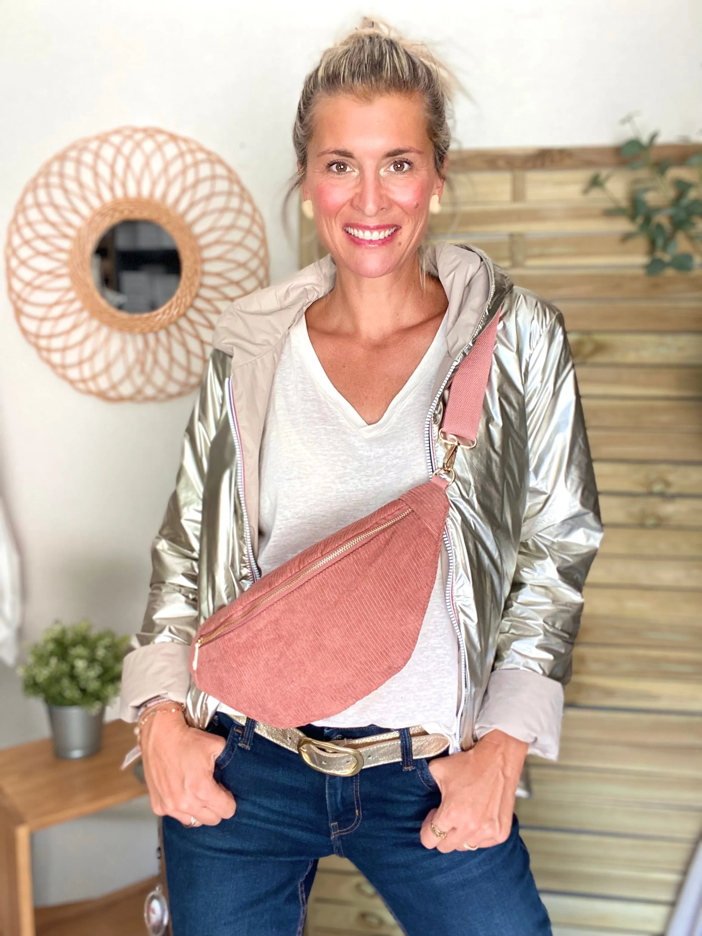 Sac banane XL velours ctelé Ciao Boum - IVY - Rose (20 coloris)