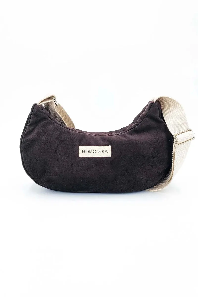 Sac demi-lune suède marron - Gisèle