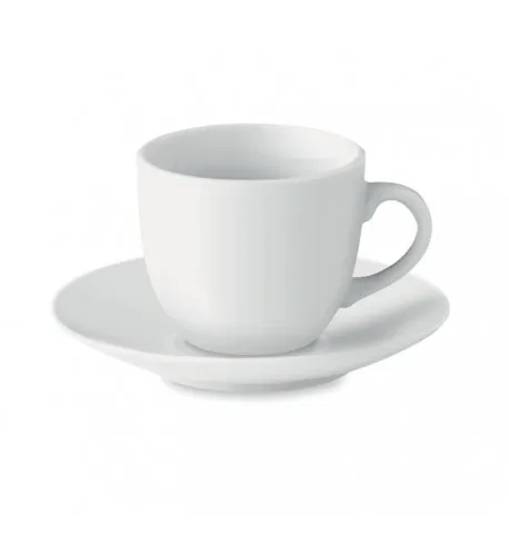 Tasse 80 ml et sous tasse en porcelaine avec emballage