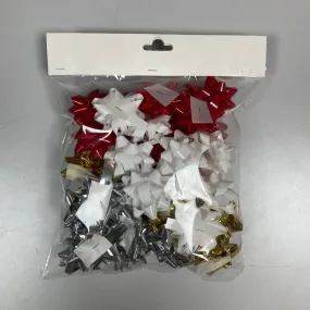Étoiles adhésives or/argent/rouge/blanc 10mm Ø50mm 16 boucles - sachet de 40