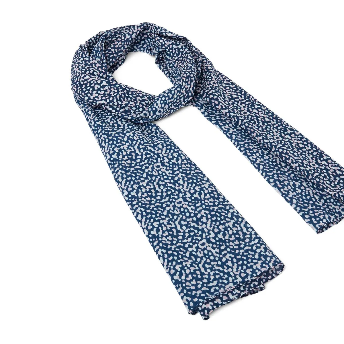 Étole Motif Pois Stylisés - Bleu Rose Blanc